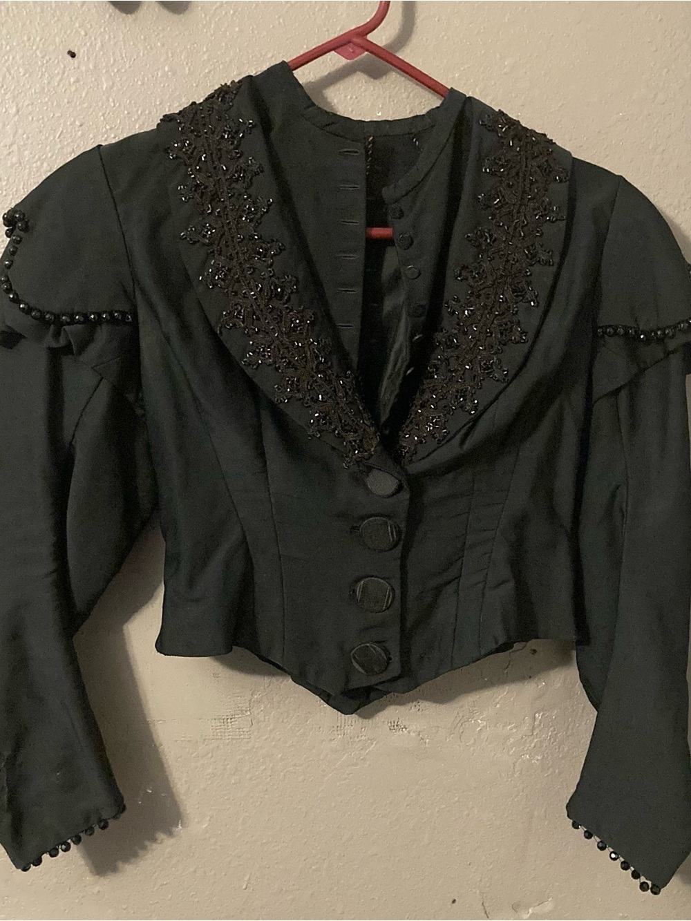 Antique Victorian Black Beaded Bodice Jacket